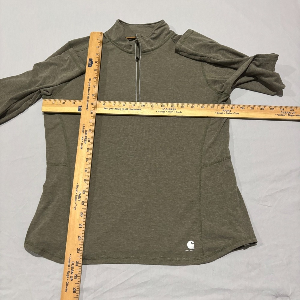 Carhartt Force Womens Green Midweight Synthetic Base Layer 1/4-Zip Top Sweater M - Picture 6 of 6